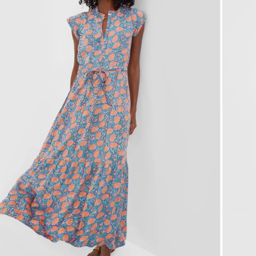 Emerson Fry India Collection Flower Frances 3 Frill Dress NEW Medium M - Picture 2 of 10